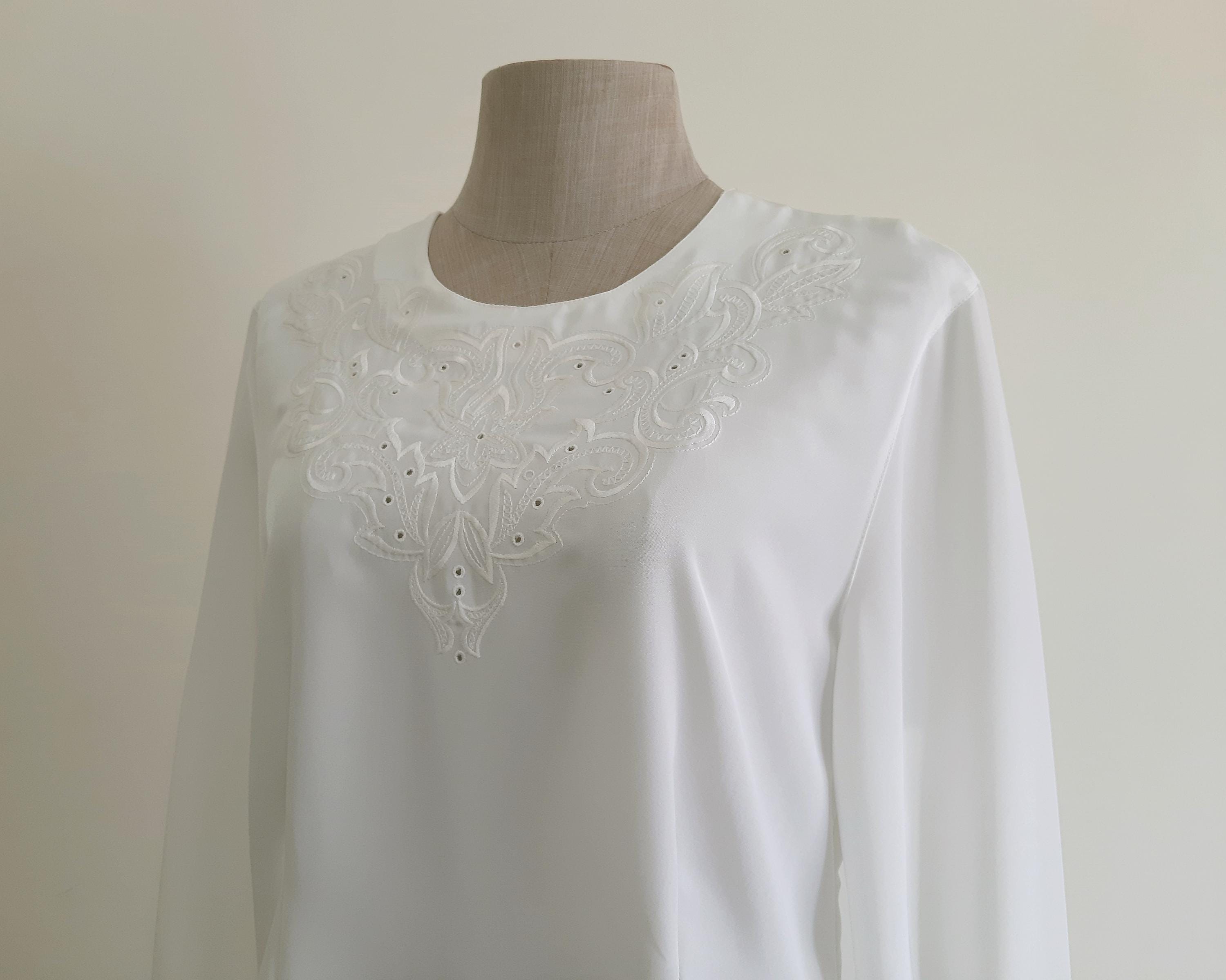 Chemisier Vintage Blanc à Bretelles Et Dentelle - Taille S, Sans Manches, Coton