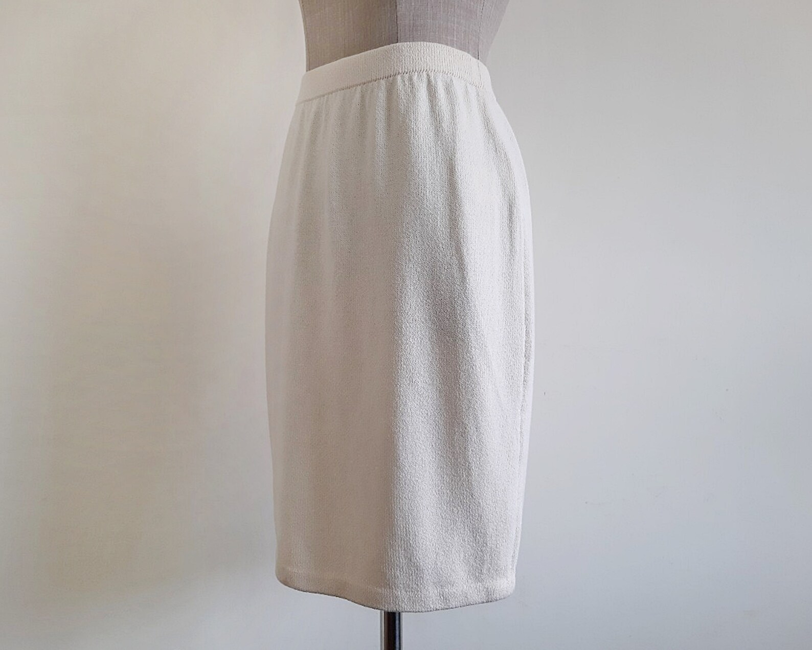 ST. JOHN Cream Knit Skirt Vintage Wool Skirt Womens Elastic Etsy