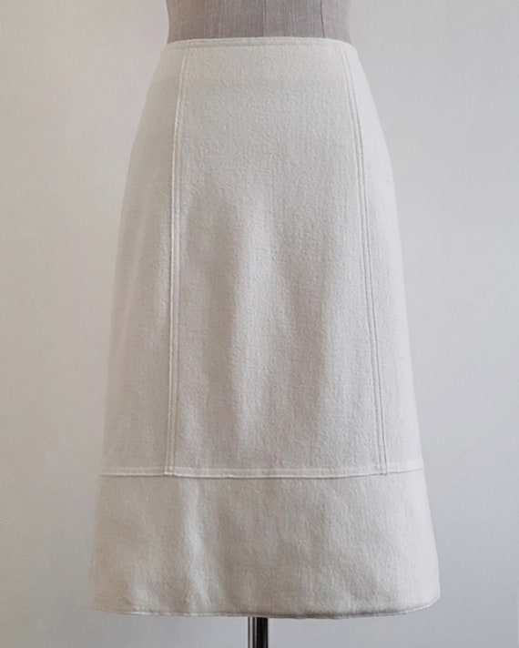 ANNE KLEIN II Cream Wool Skirt Vintage A Line Ski… - image 2
