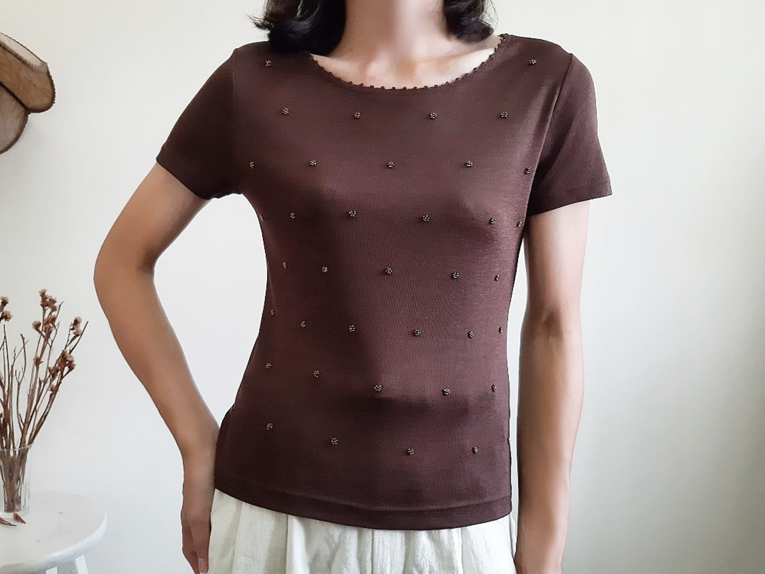 chocolate brown knit top