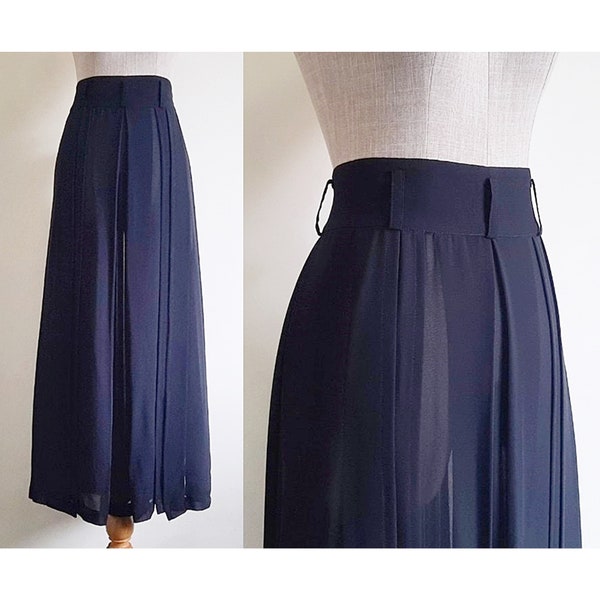 Jupe longue noire vintage longue jupe plissée jupe transparente pour femme jupe transparente en mousseline de soie jupe longueur cheville grande taille de 30 po.