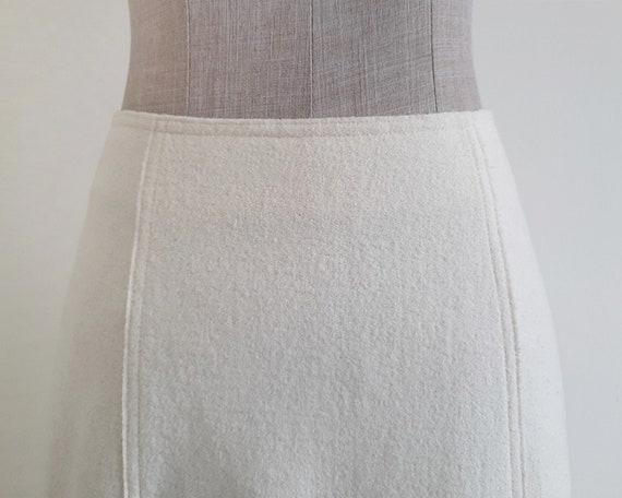 ANNE KLEIN II Cream Wool Skirt Vintage A Line Ski… - image 3