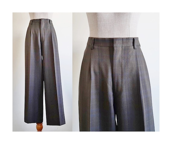 High Rise Pleated Baggy Trousers - Brown