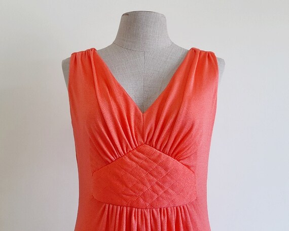 70s Orange Maxi Dress Vintage Prom Dress Womens F… - image 3