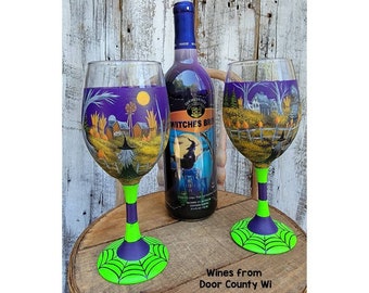 PAINTING PATTERN  Witches Brew For Two copyright 2021 Halloween purple wine glasses