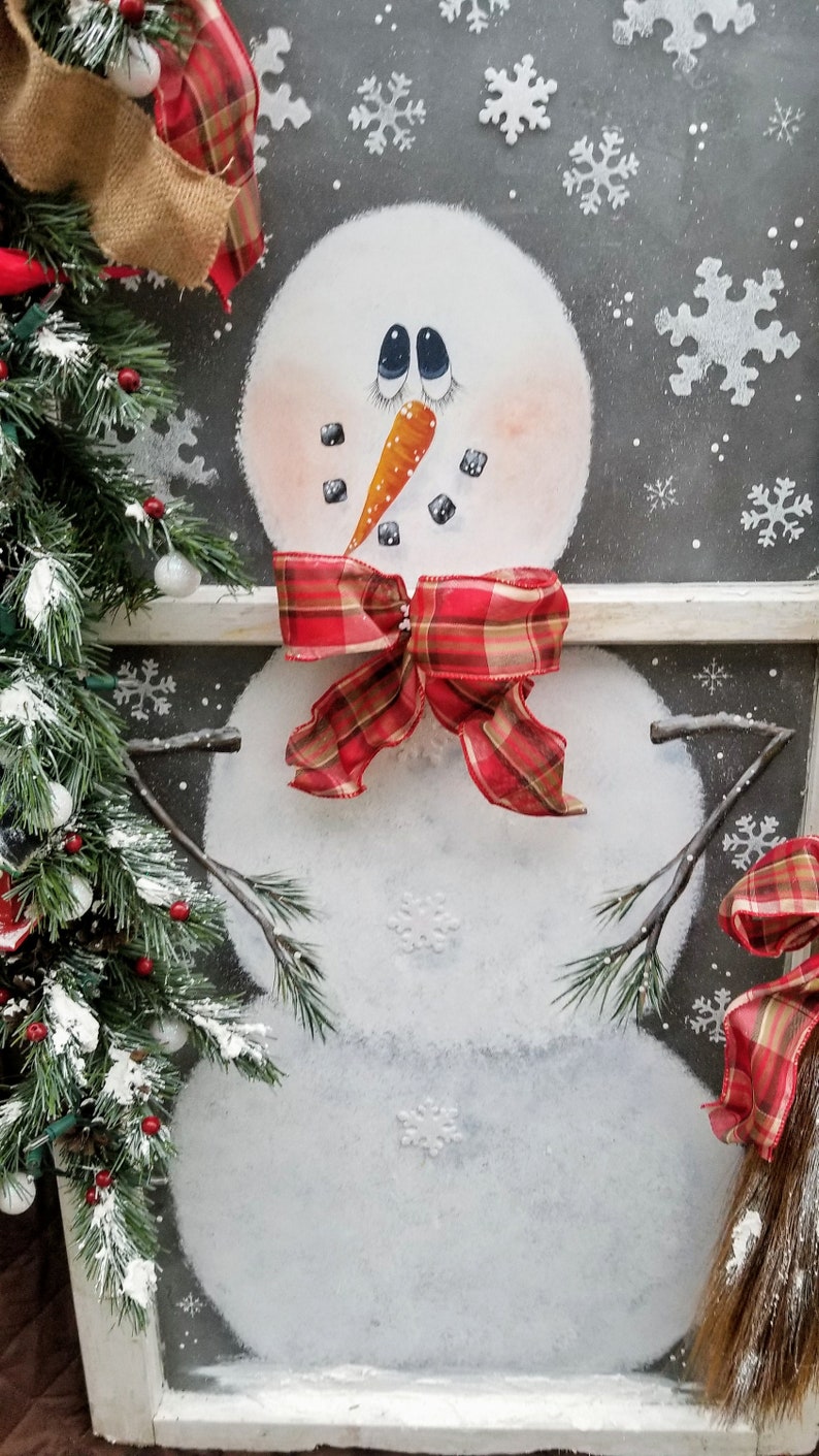 Deck The Halls Snowman Window Lighted Window How To Paint Etsy