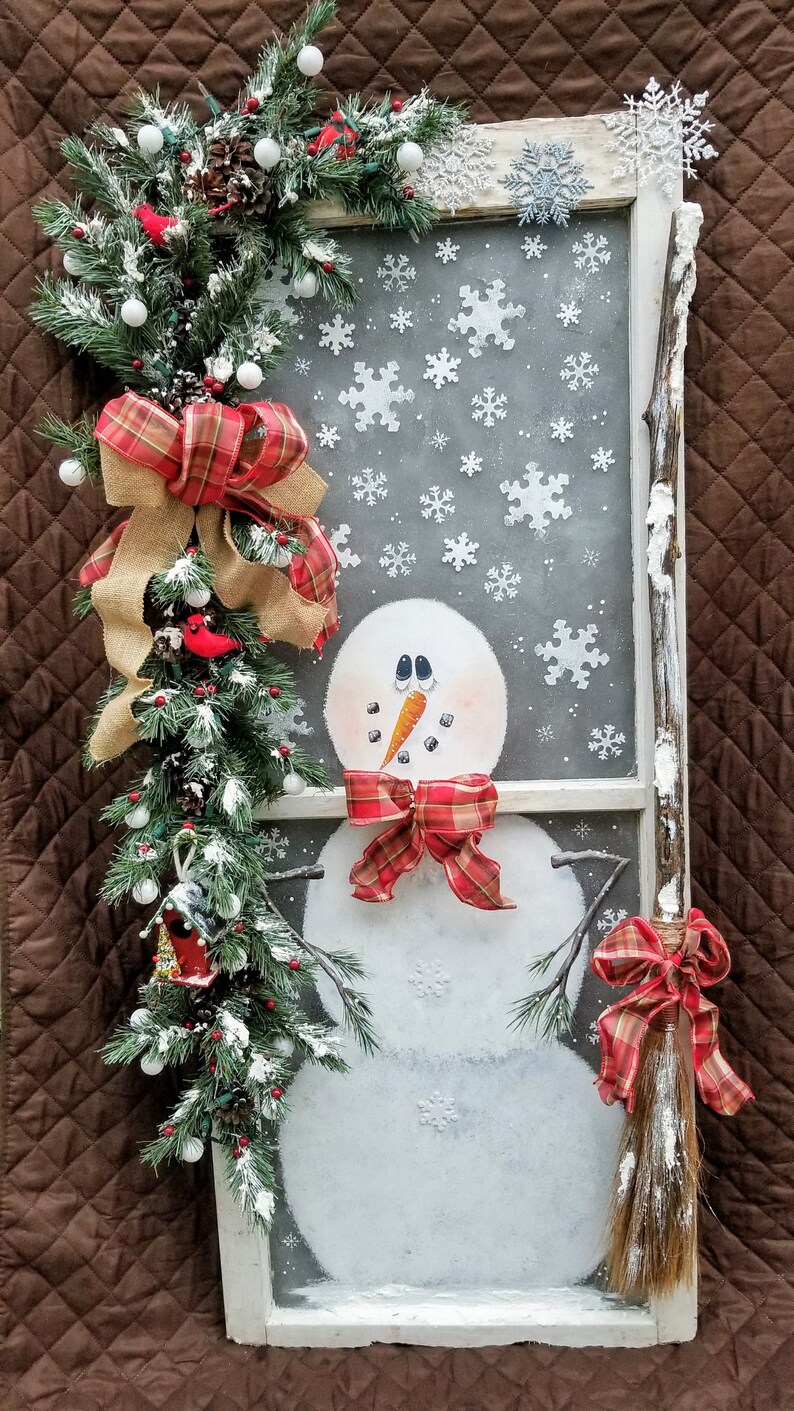 Deck The Halls Snowman Window Lighted Window How To Paint Etsy