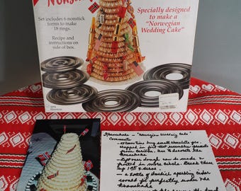 Noorse Kransekake krans taartvorm 18 ringen vintage