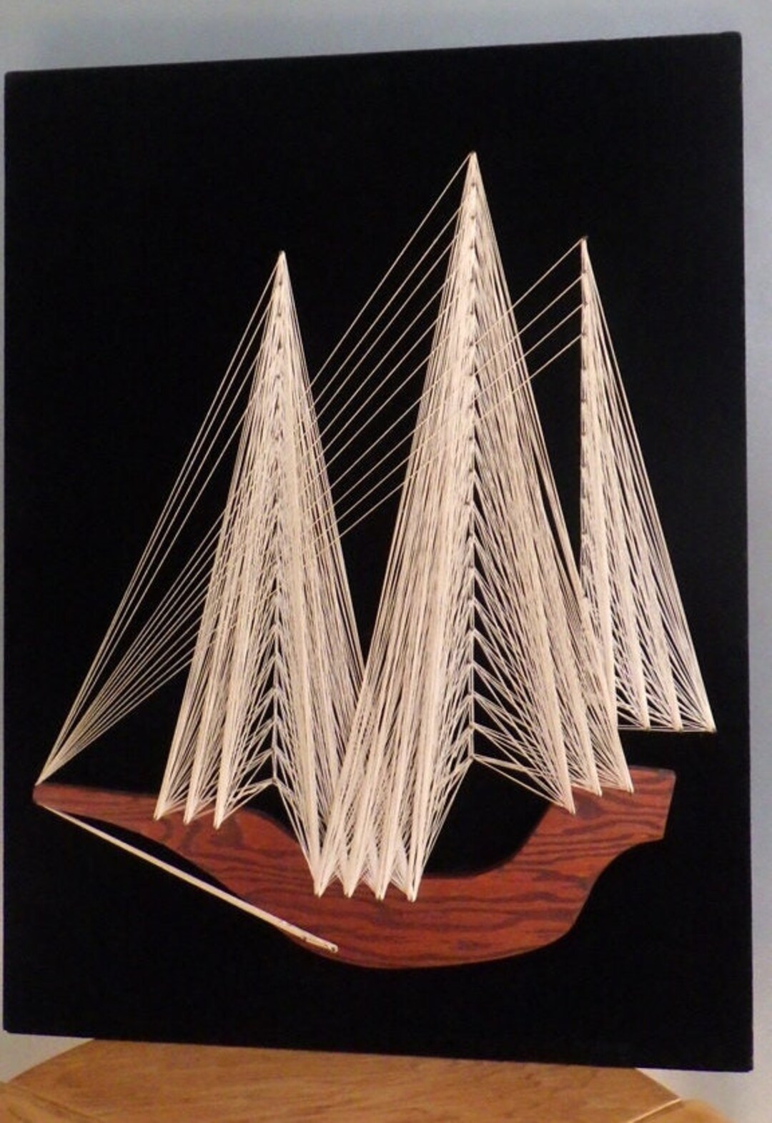 String Art 70s Decor Ship Sailboat Nautical Men's Vintage - Etsy