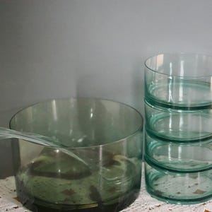 Modern salad set clear green vintage