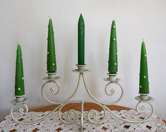 Scandinavian style vintage candelabra white metal Gustavian