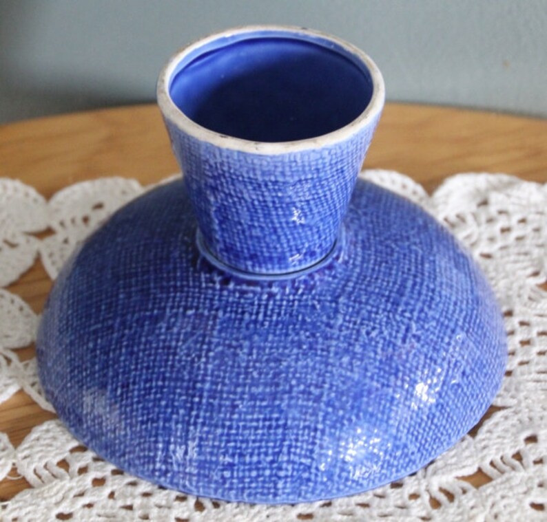 Mid Century Pottery Cobalt Blue Bowl Pedestal Inarco Japan Etsy