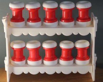 Spice rack red white Russian vintage