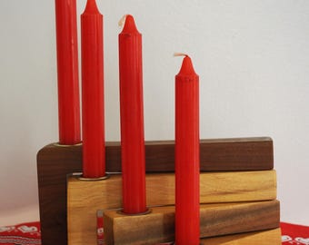 Mid century wood candelabra Scandinavian style