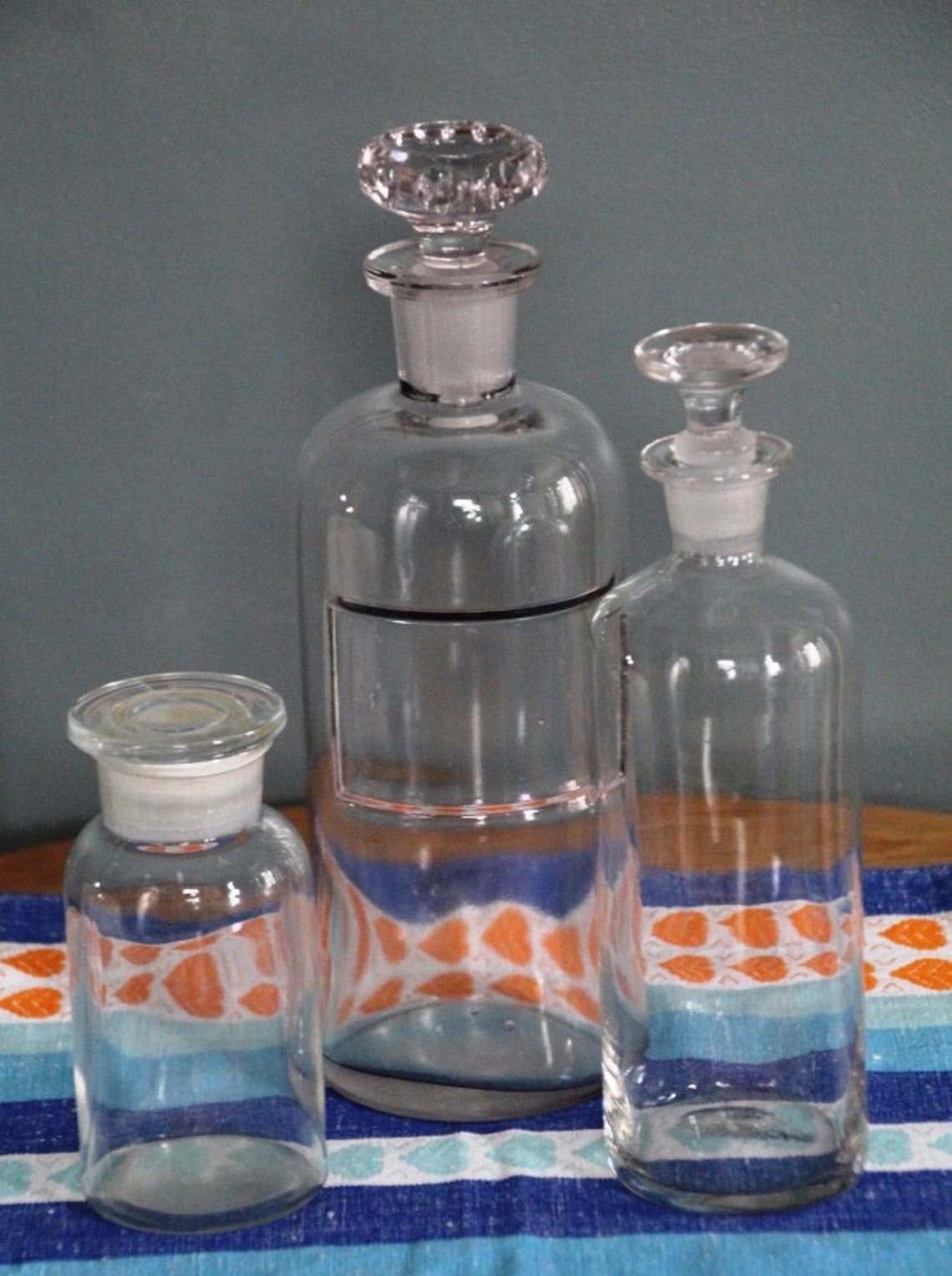 Apothecary chemistry glass jars stoppers bottles vintage Etsy