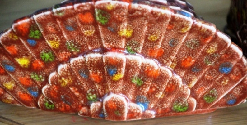 Mid century Thanksgiving Turkey serving dish bowl cranberries candy