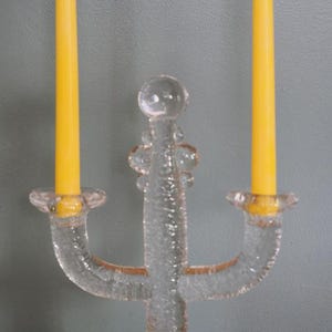 Candleholder ice glass Scandinavian Gellestadt three arm vintage