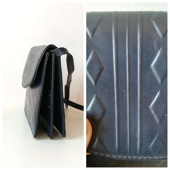 GIANNOTTI Small Leather Handbag Blue Navy Vintage 80s