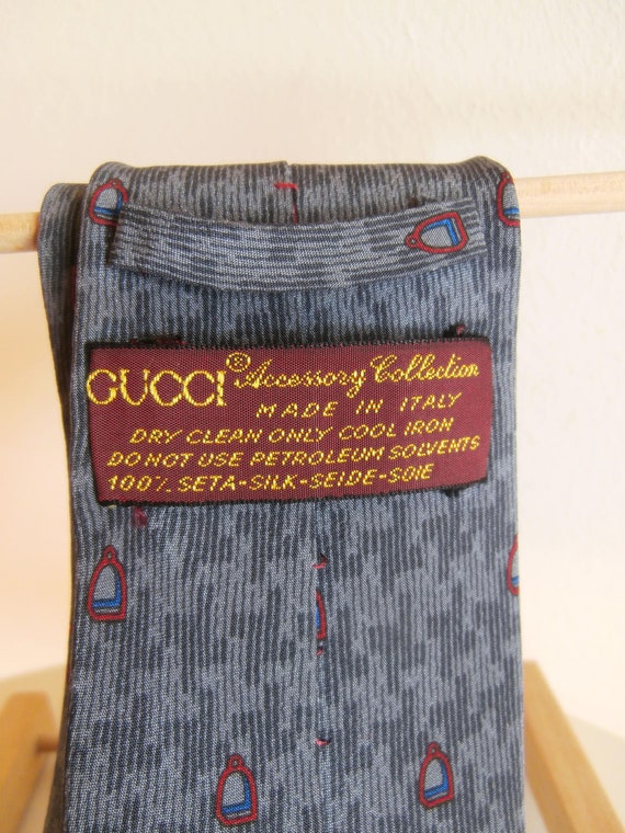 GUCCI vintage pure silk tie, early 80's, charcoal… - image 1