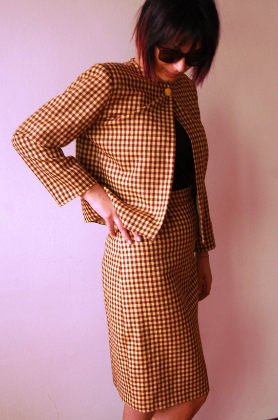 HANDMADE Italian 70's vintage checked skirt and ja