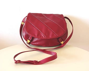 Vintage Maclar leather bag, mahogany reddish brown | 3 compartments | Shoulder and crossbody bag | Made in Italy