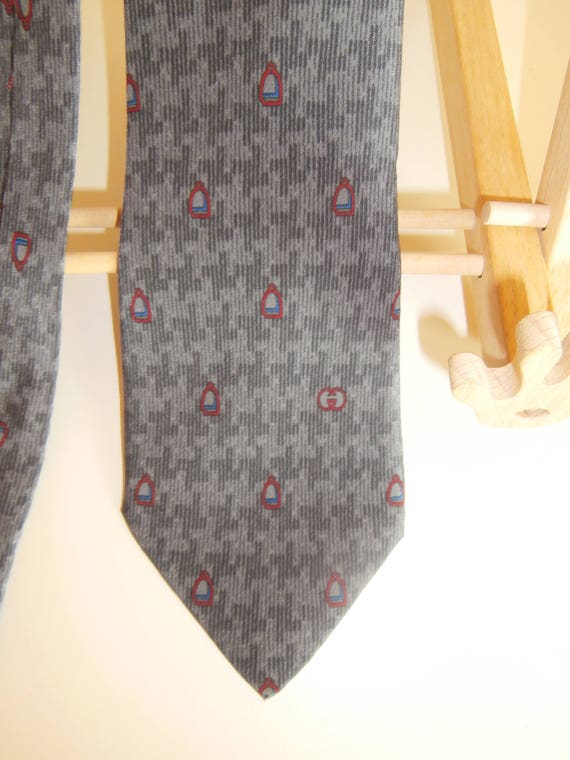 GUCCI vintage pure silk tie, early 80's, charcoal… - image 7