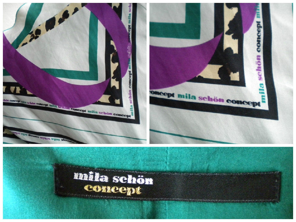 Mila Schon, 80's Vintage Dress, Pure Silk, Emerald Green