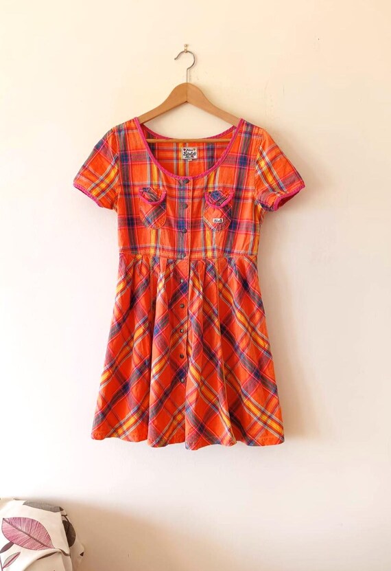plaid babydoll dress 90s To Be Loved By You Plaid Babydoll Dress - Pink and White main image 1