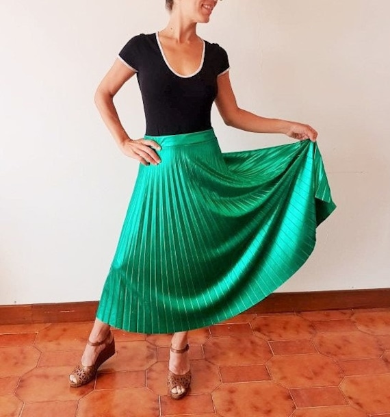 Emerald pleated maxi clearance skirt