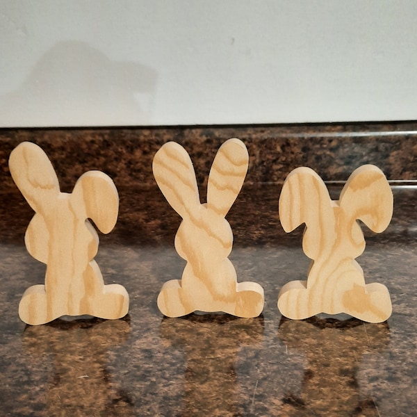 unfinished wood Easter bunny, wooden Easter bunny, wooden Easter tier tray cutouts, DIY Easter tier tray, Unfinished Easter decor