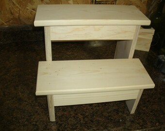 Handmade grownup step stool 12 high 2 step step stool wooden step stool step stool