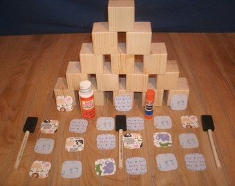 blocks wooden baby shower block diy alphabet abc unfinished kit