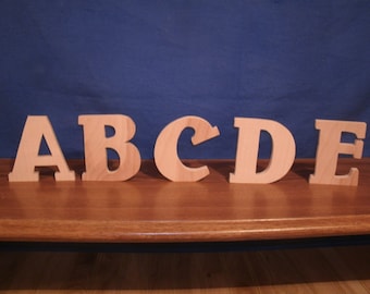 4" wooden letters, unfinished wooden letters style # 2 nursery letters,  Free standing letters, Alphabet letters, wooden name blanks,