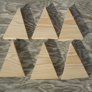 6 LARGE wood tree blanks, unfinished wood tree shape, DIY Christmas tree, 5.5&quot; high, wooden tree cutout,  wood block, unfinished wood block