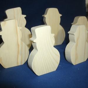 6 pc. set of 4&quot; wooden Snowman blanks, snowman cutout, unfinished wood snowman # 3, snowman shape, winter snowman, DIY wooden snowman set