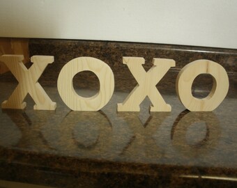 unfinished wooden  XOXO letters Free Standing, Valentine's DIY wood letters XOXO,  wood letters, Hugs and kisses xoxo Valentines deco