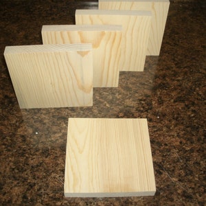 wooden blocks, 5- 5 1/2&quot; X 5 1/2&quot; unfinished wood blocks, DIY wood blocks, craft blocks, wooden squares