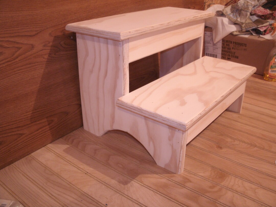 Wood Step Stool, Unfinished Wooden Step Stool, Wood Stool, Wooden Stool