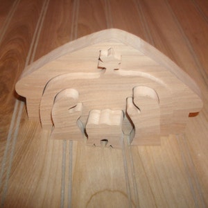 wood nativity, nativity wooden nativity set, oak or walnut nativity set