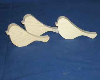 10 or 20 unfinished wood bird shape #4, wooden songbird, sitting wooden bird cutouts, wood bird shapes DIY bird cutout tier tray, wood bird