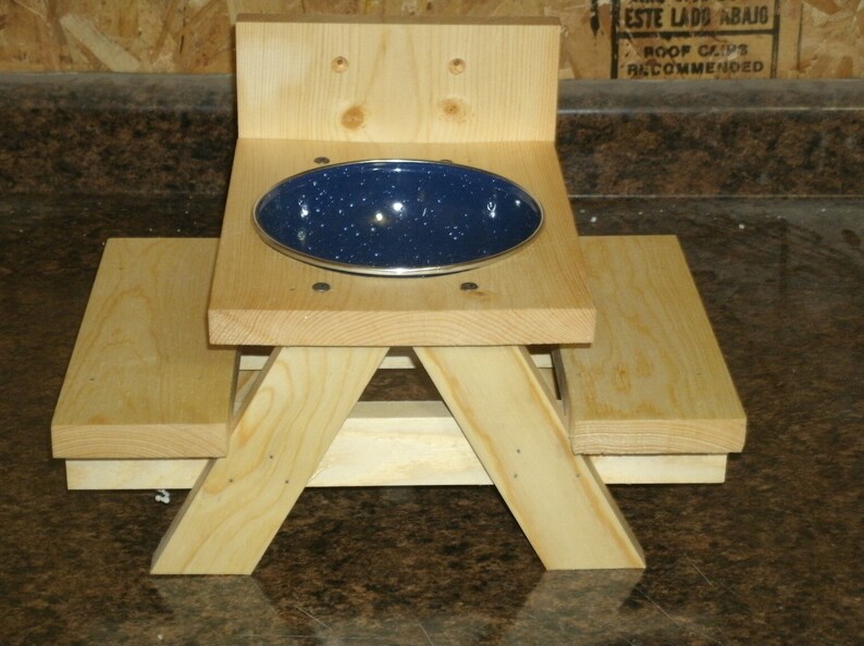 squirrel picnic table with bowl Picnic table squirrel feeder LARGE squirrel feeder bird feeder wooden squirrel feeder