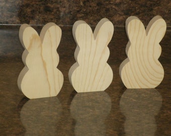 10 or 20- 3 1/2" high unfinished wood "PEEPS" or Easter Eggs , wooden Easter bunny, wooden Easter tier tray cutout, Easter tier tray