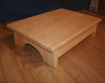 wood step stool, 4" ADULT WIDE wooden step stool, unfinished pine, wooden bench, step stool
