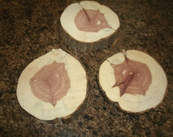 10 pack Red Cedar wood slices, wood slabs, wood plaque value pack (seconds) log slices, log rounds/ovals, wood cookies,  wedding centerpiece