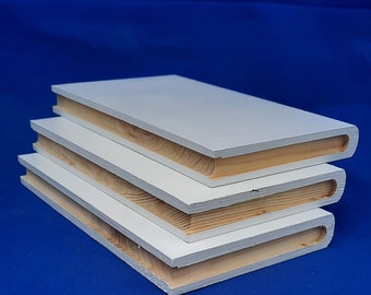 DIY wood books, faux book blanks, wood book blanks, stacked book blanks, wood books, faux book set, unfinished wood books, book blanks