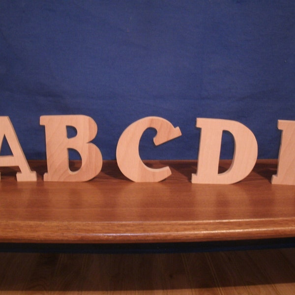 3" wooden letters, wooden letters 3/4" thick, style 2 wood nursery letters, free standing letters