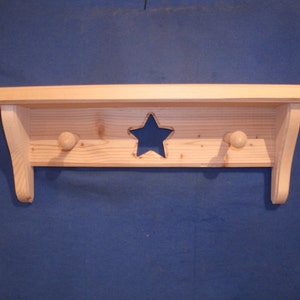 rustic wooden shelves, wooden shelves, wooden shelves, wooden wall shelves, wooden shelf, wooden wall decor, 16&quot; with star / pegs unfinished