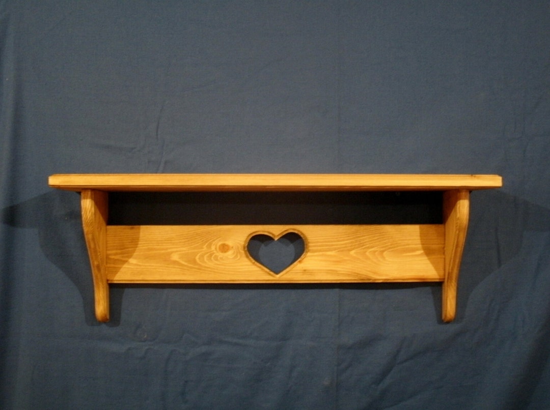 Rustic Country Wooden Pine 24 Shelf With Heart Unfinished Wall Shelf Handmade wall Decor Wooden Wall Shelf Etsy Canada