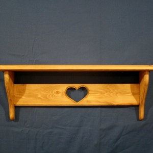 Rustic Country Wooden Pine 24" Shelf with heart, unfinished wall shelf, Handmade,wall decor, wooden wall shelf