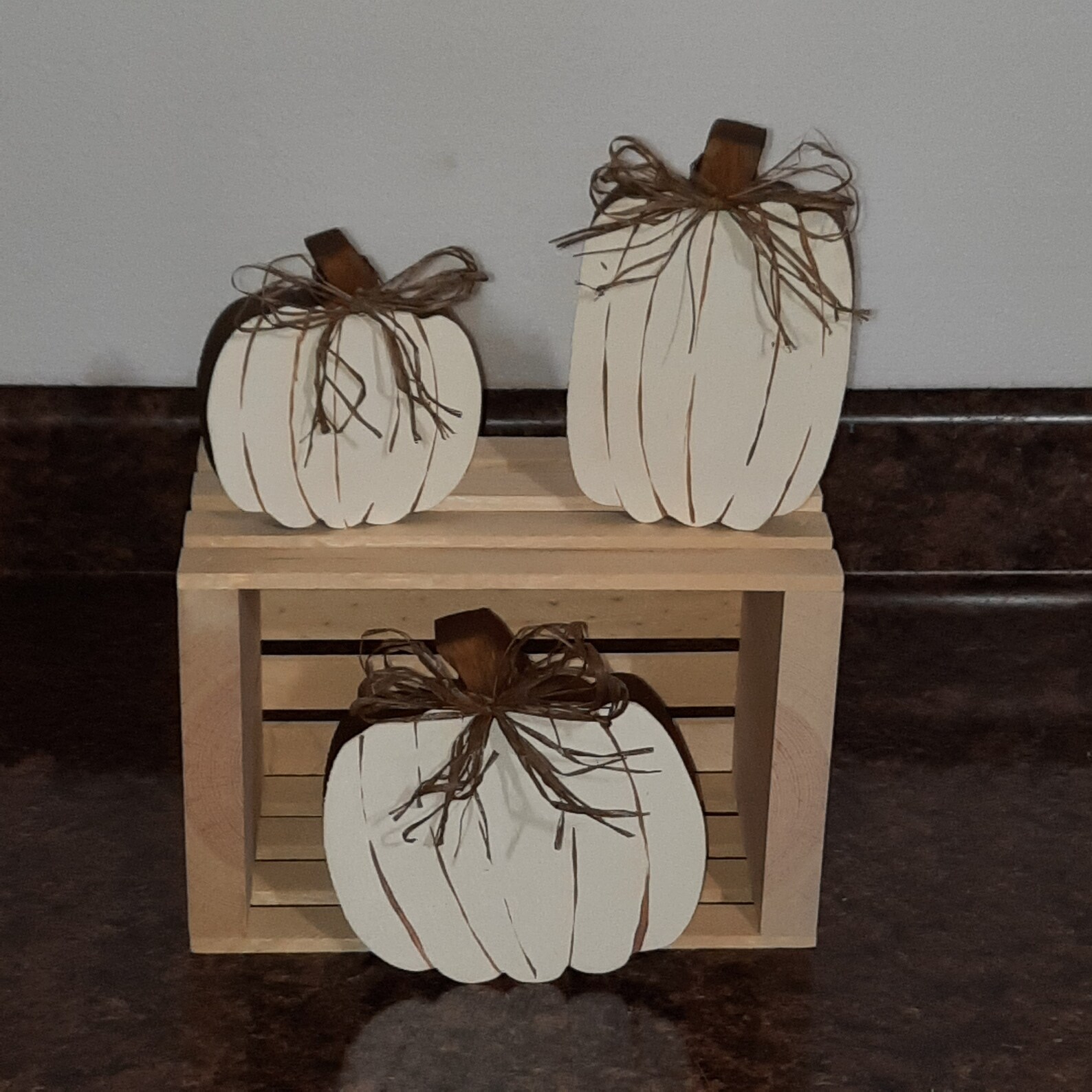 3 Pc. Pumpkin Set, White Wood Pumpkins, Fall Pumpkins, Wooden Pumpkin ...